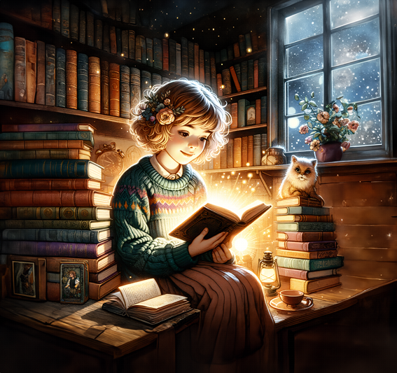 girl reading a book