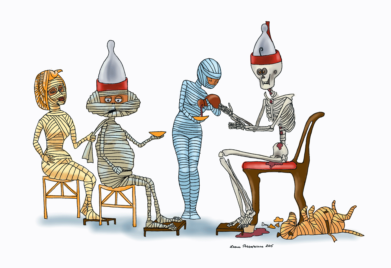 Mr Mummific having dinner in the afterlife